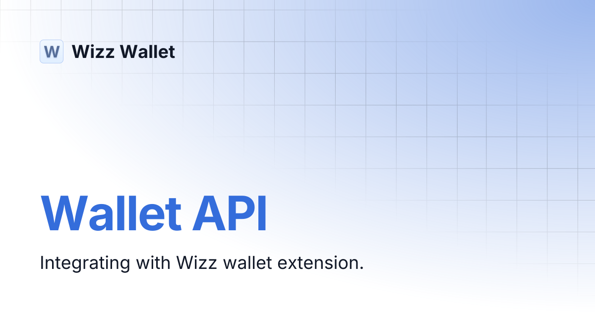 Wallet API | Wizz Wallet